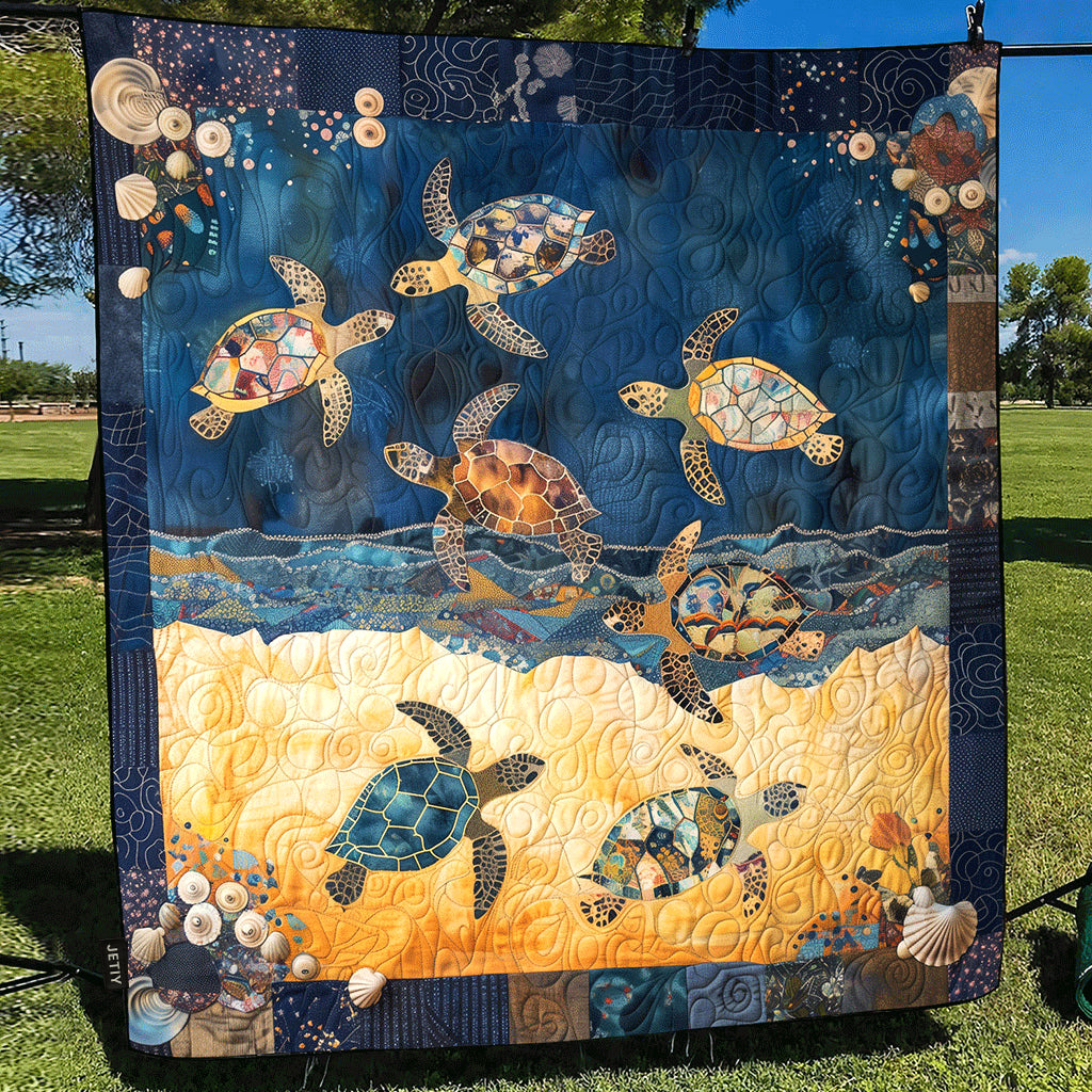 Sea Turtle Mingle Quilted Blanket Bedspreads Sea Turtle Merchandise