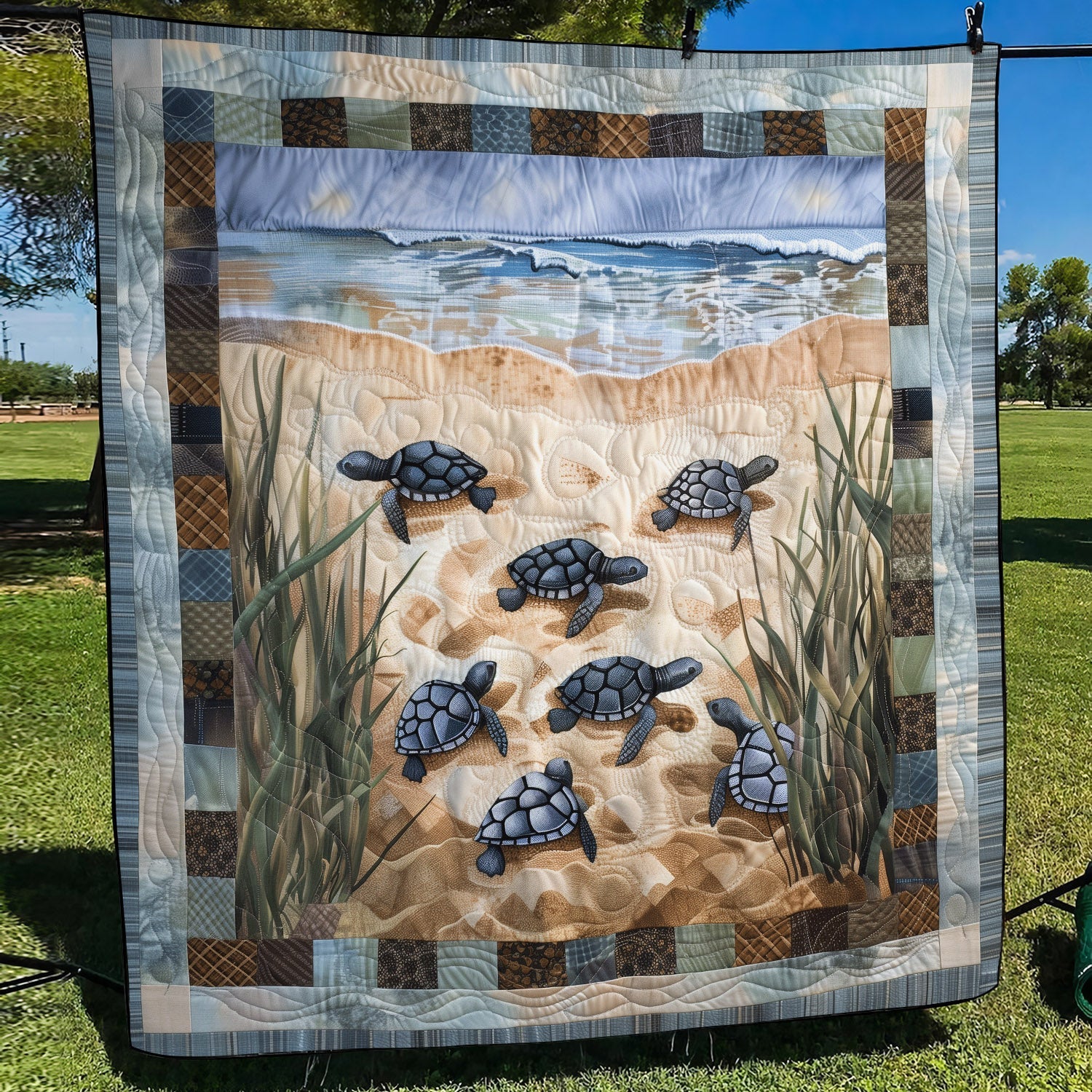 Sea Turtle Sojourn Quilted Blanket Cover Bed Set Sea Turtle Themed Gifts