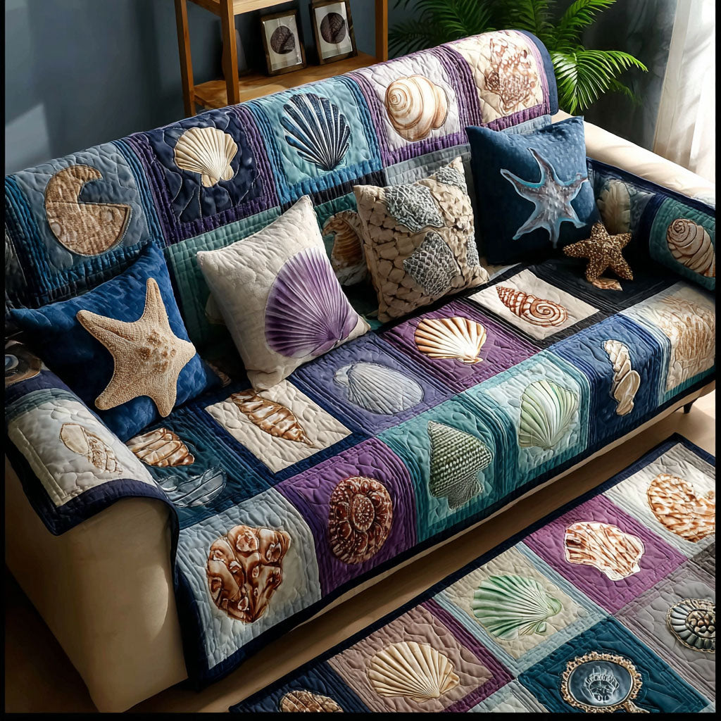 Seafoam Mosaic Quilted Sofa Cover Best Sofa Slipcovers Ocean Themed Gift