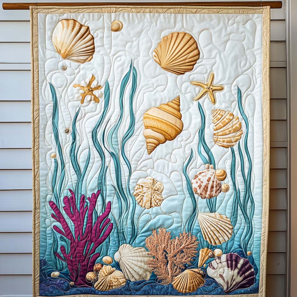 Seashell Dreams Quilted Blanket Cool Bedroom Decor Great Gifts For Beach Lovers
