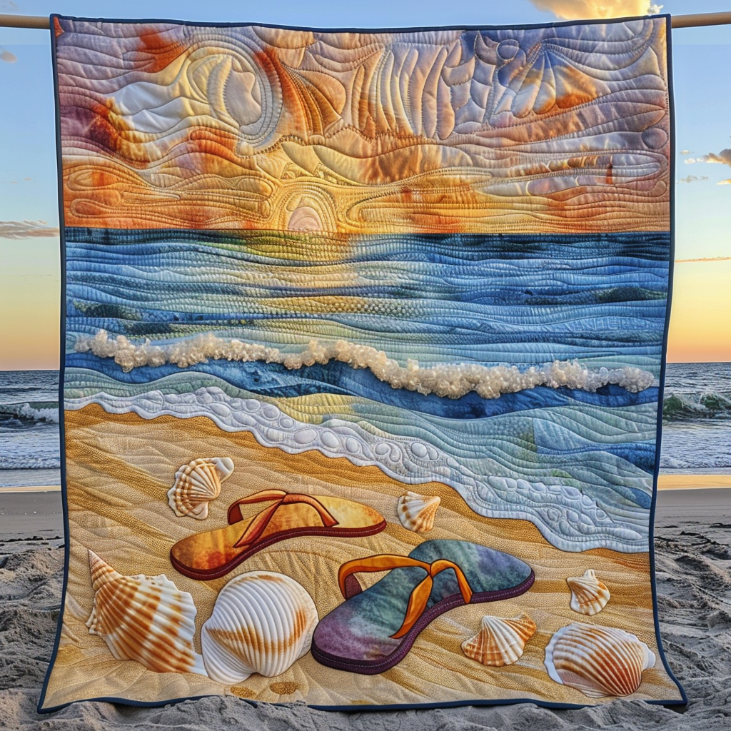 Seaside Serenity Quilted Blanket Unique Bed Sheet Set Cute Mothers Day Gifts