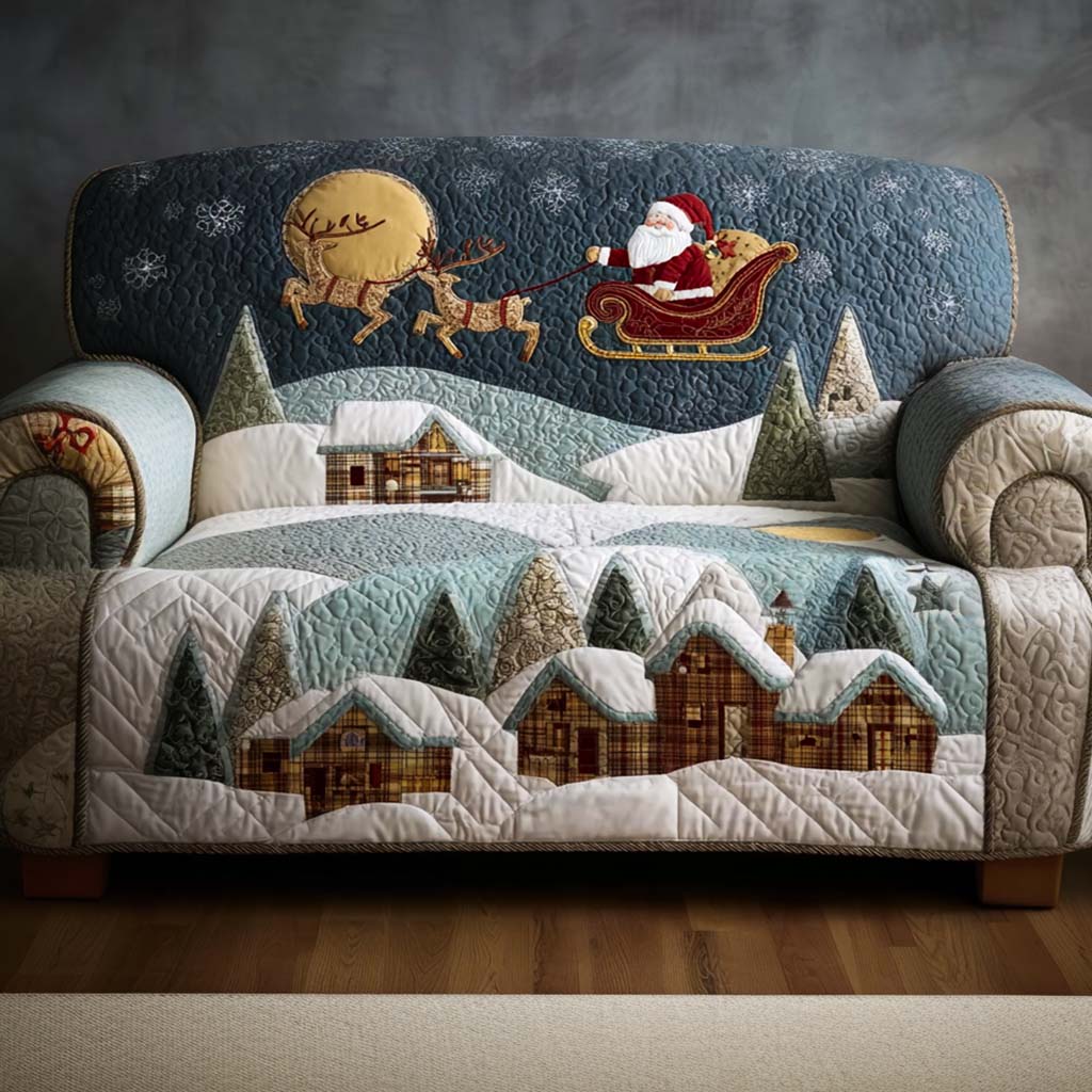 Season of Peace Quilted Sofa Cover Living Room Winter Decor Gifts For Family