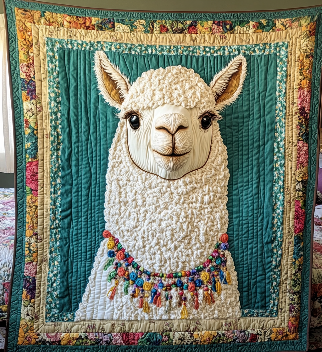 Serene Llama Quilted Blanket Bed Comforter Set Cool Gifts For Dad