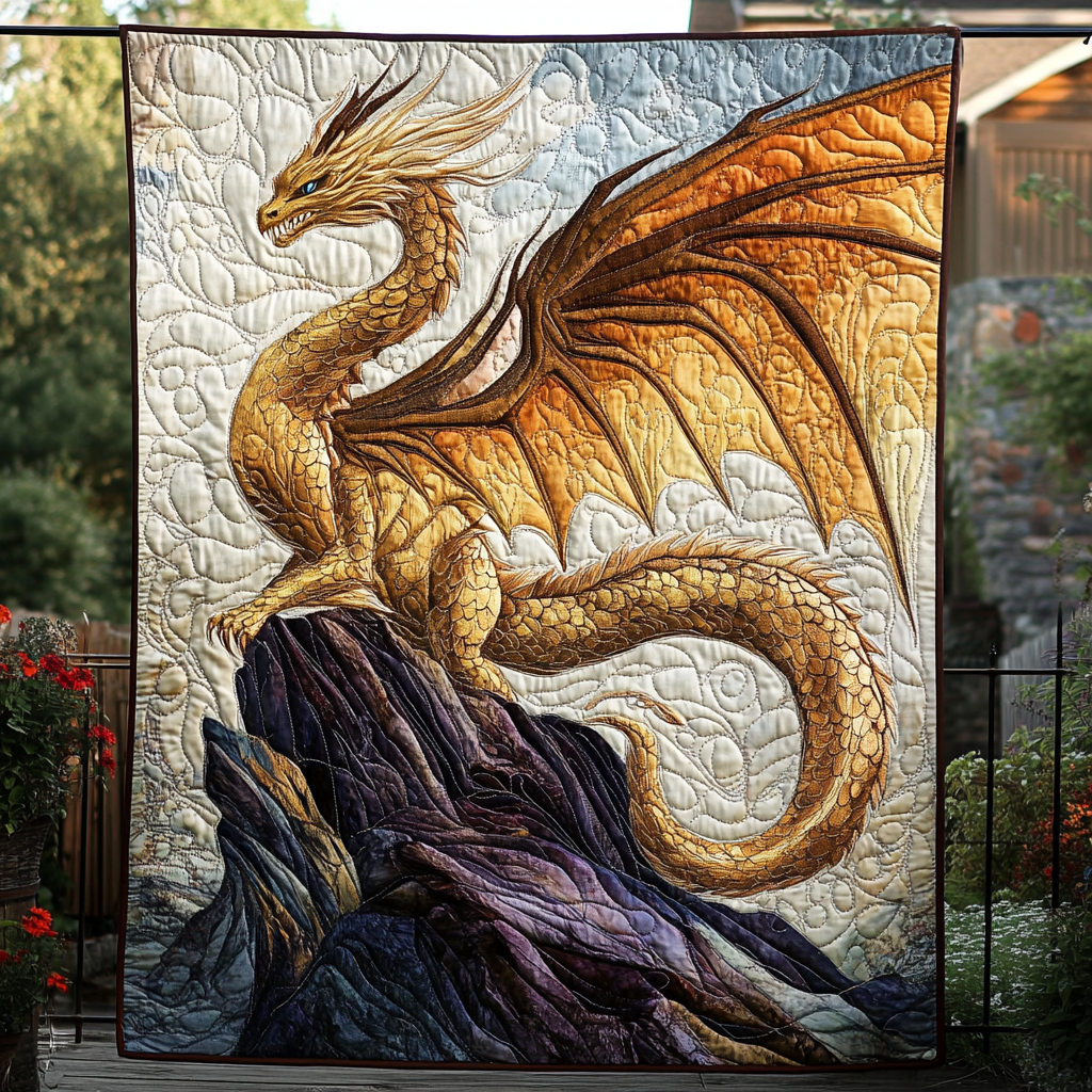 Serpent of the Skies Quilted Blanket Bed Comforter Sets Dragon Related Gifts