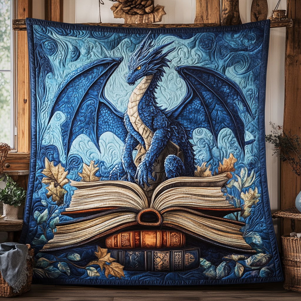 Serpent Scroll Quilted Blanket Queen Bed Set Dragon Gifts For Him