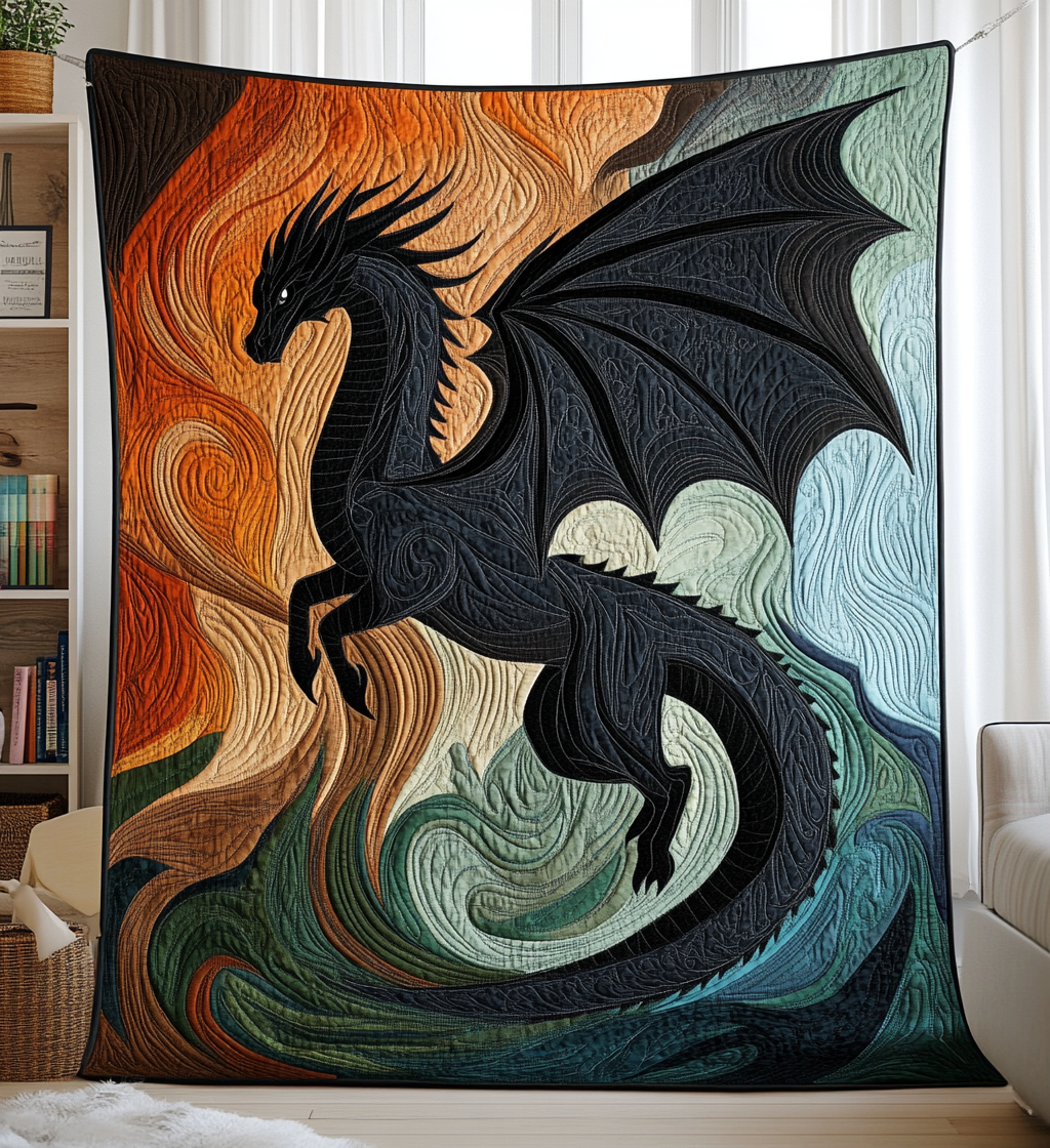Shadow Wing Quilted Blanket Bedroom Decor Cool Gifts For Dragon Lovers