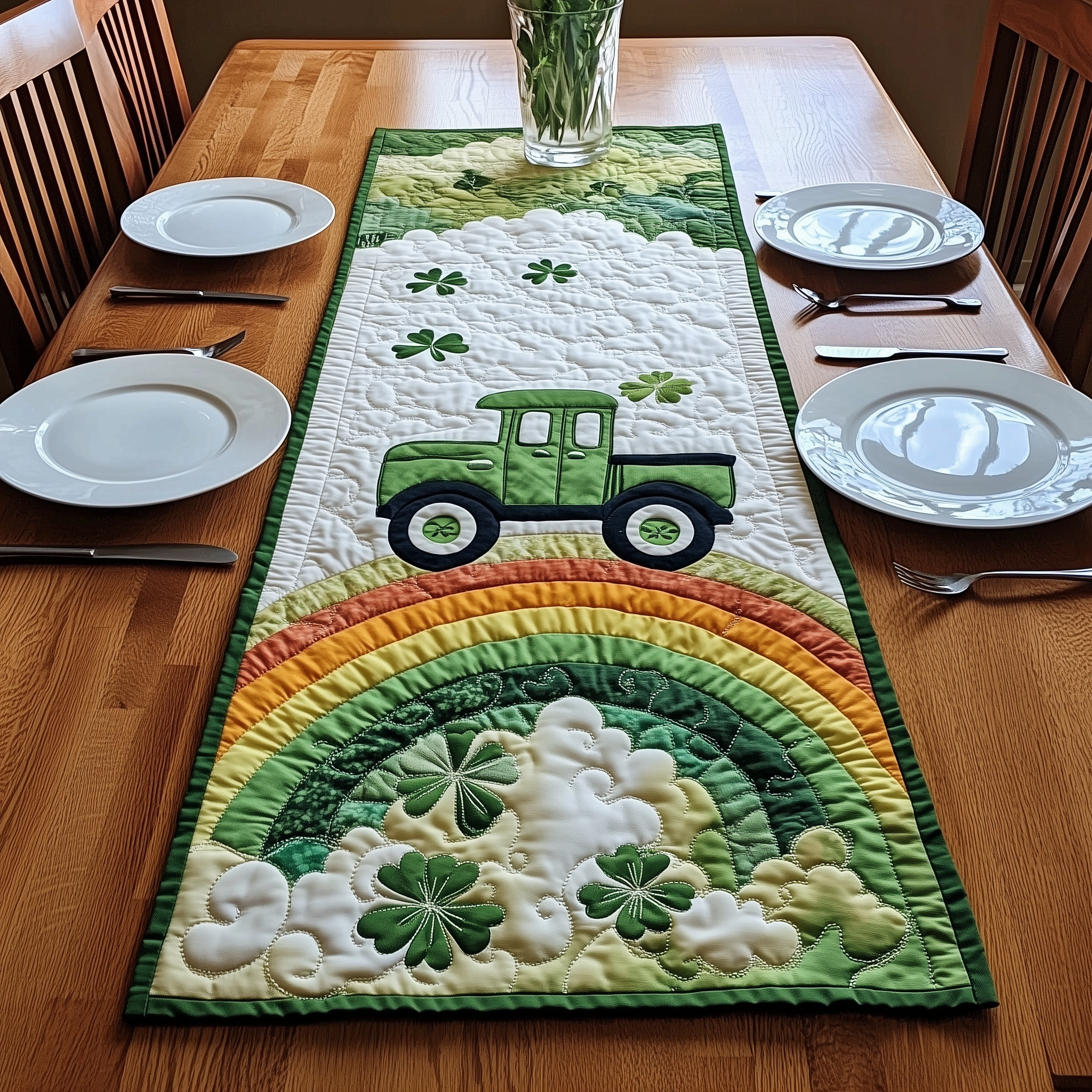 Shamrock Express Quilted Table Runner Patrick's Day Father And Daughter Gifts