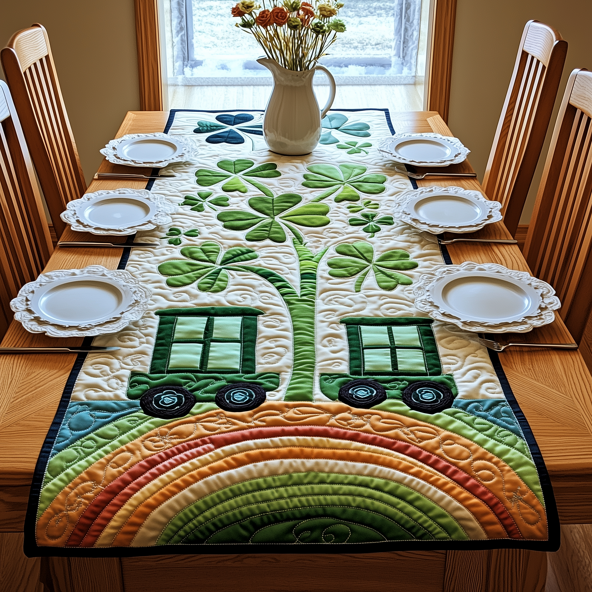 Shamrock Express Quilted Table Runner Patrick's Day Mother Daughter Presents