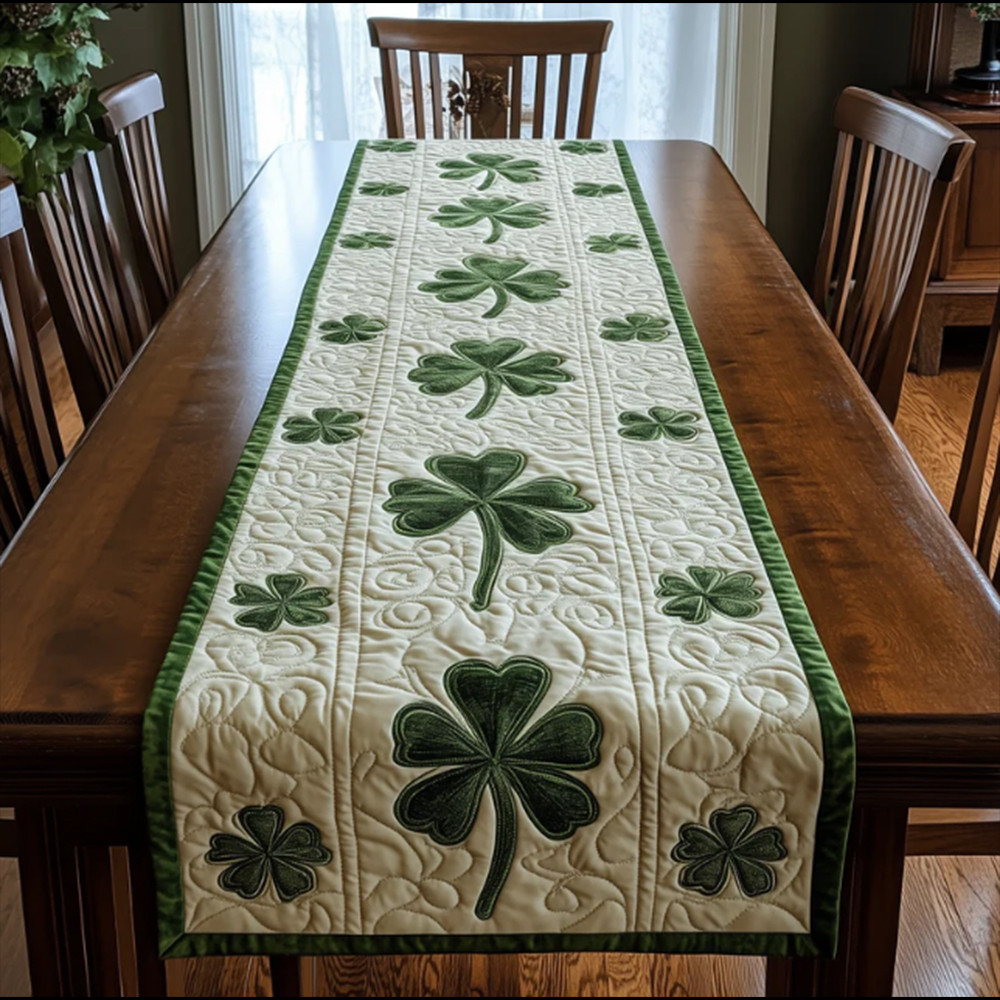 Shamrock Irish St Patrick's Day Quilt Table Runner Unique Idea Gift Home Decor