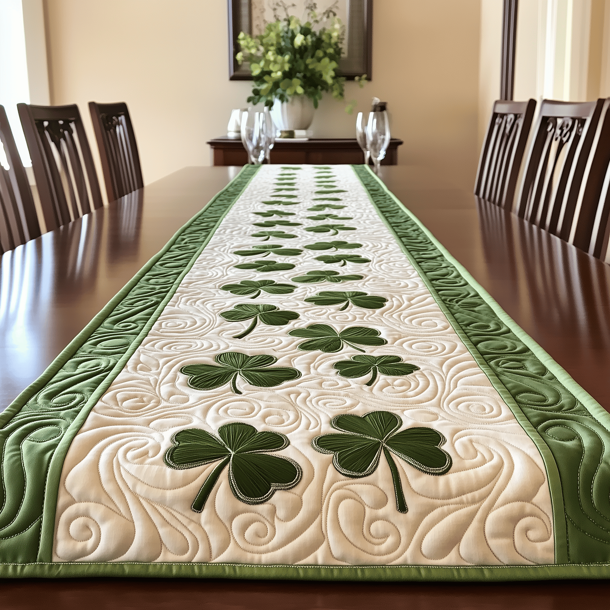 Shamrock Quilted Table Runner Patrick's Day Presents For Mum