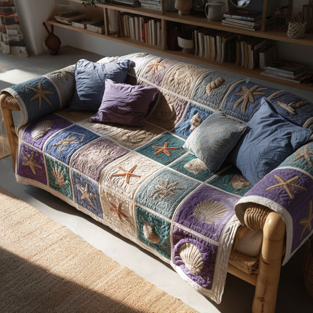 Shellsong Quilted Sofa Cover Good Sofa Covers Ocean Themed Presents
