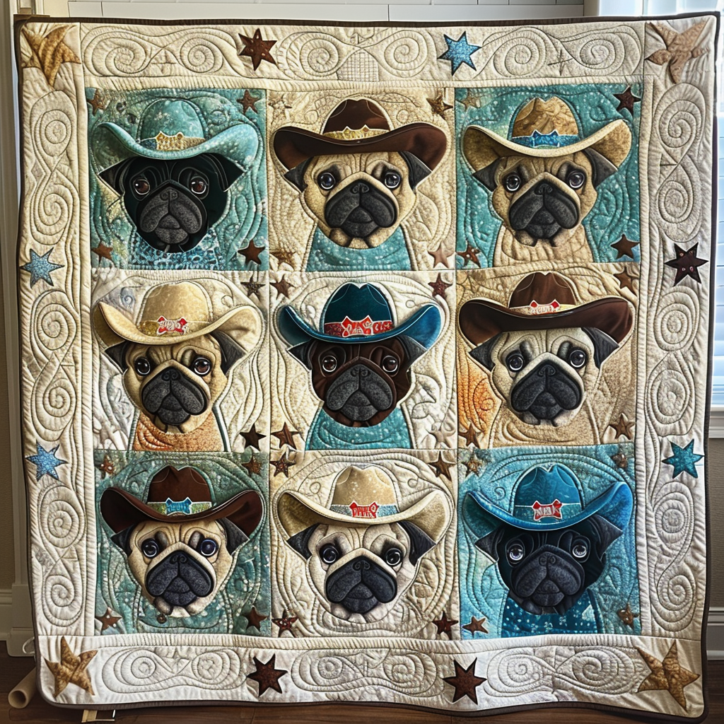 Sheriff Pug Quilted Blanket Cool Bedroom Decor Gift Ideas For Pug Lovers
