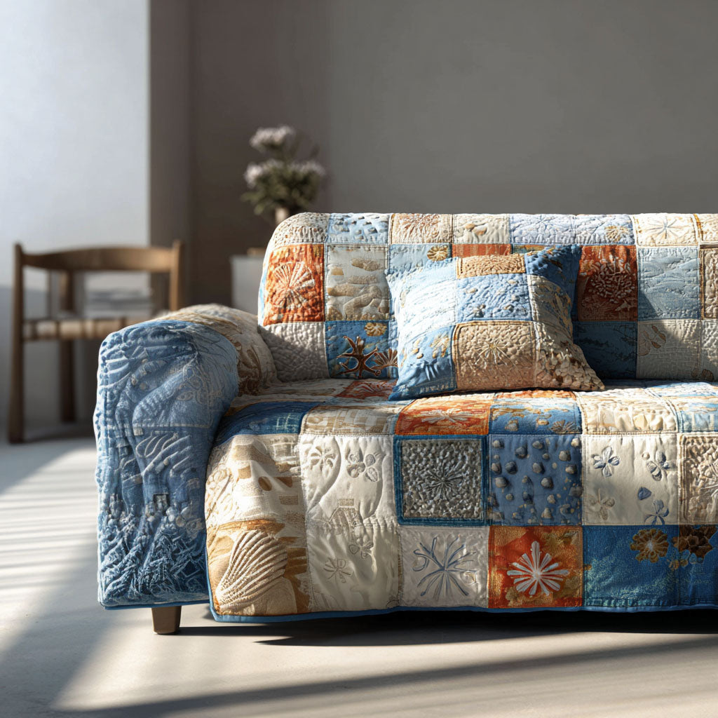 Shore Serenity Quilted Sofa Cover Nice Couch Covers Ocean Themed Presents