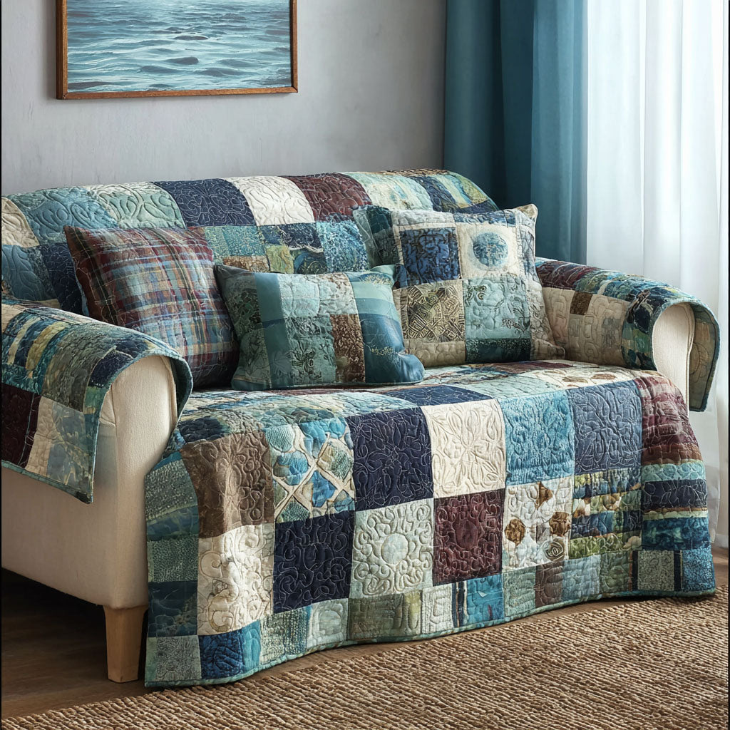 Shoreline Quilted Sofa Cover Couch Protector Best Gift For Beach Lover