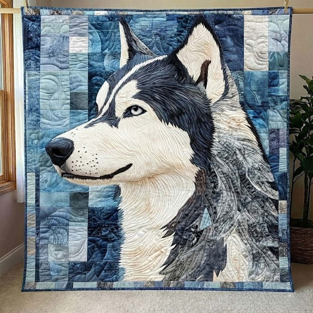 Siberian Husky Pride Quilted Blanket Cozy Pet Lovers Throw Blanket Gifts For Husky Owners