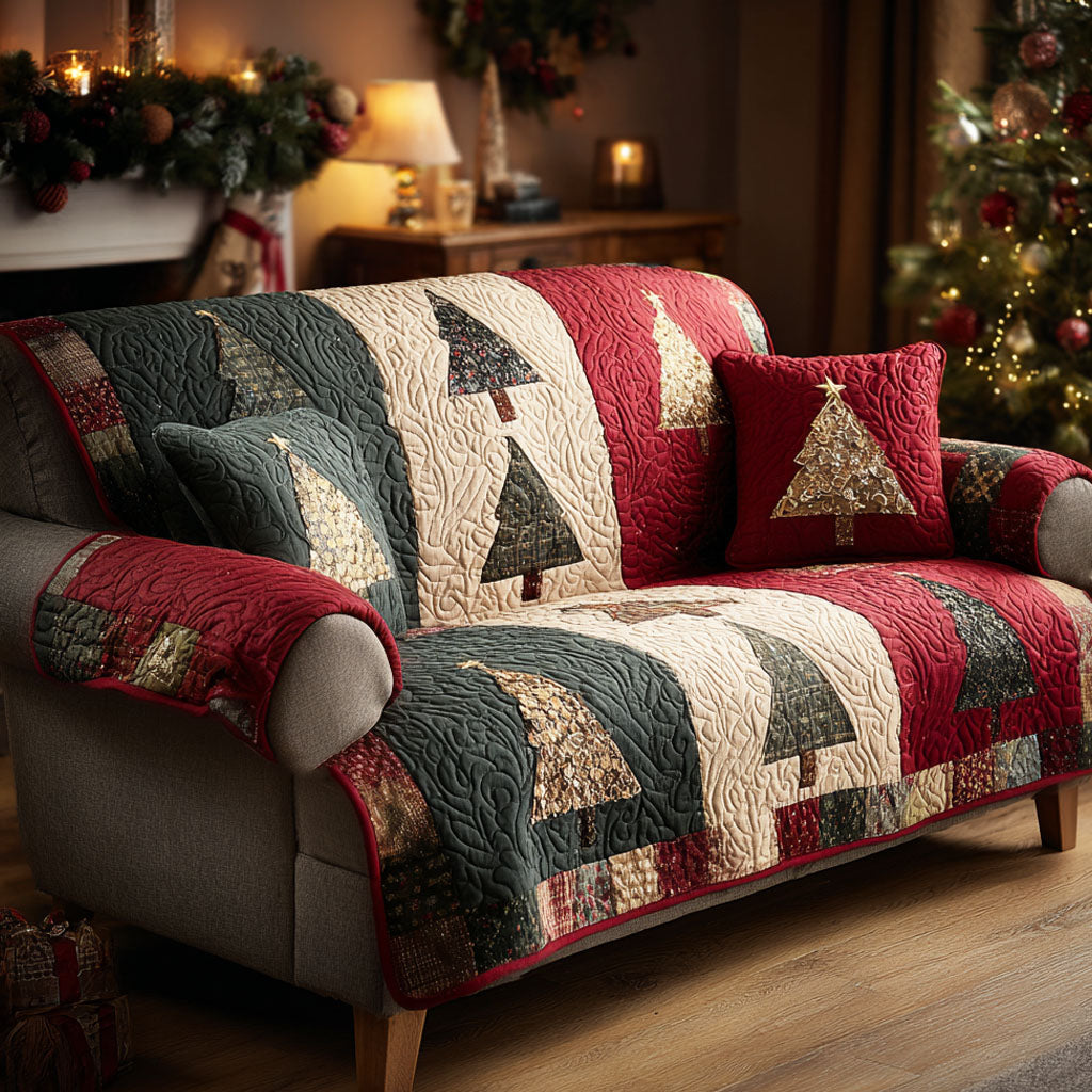 Silent Forest Quilted Sofa Cover Living Room Winter Decor Presents For Mother In Law