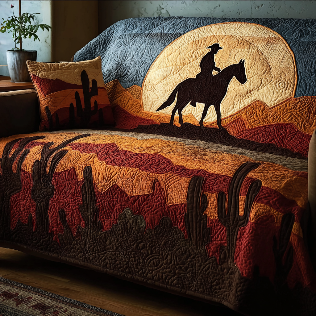 Silent Trail Quilted Sofa Cover Seat Covers For Couches Gifts For Western Lovers