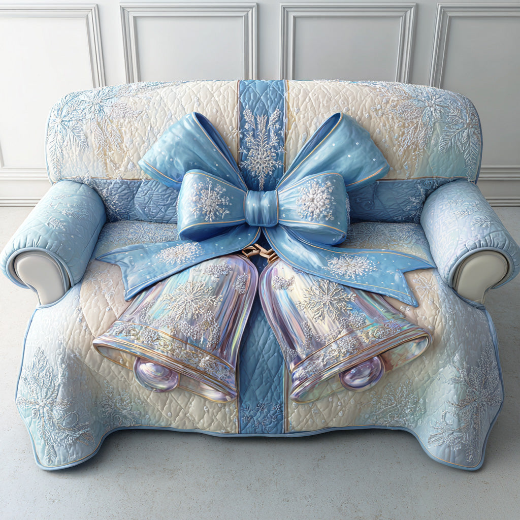 Silver Bow Dance Quilted Sofa Cover Winter Living Room Decor Gifts For My Mother In Law