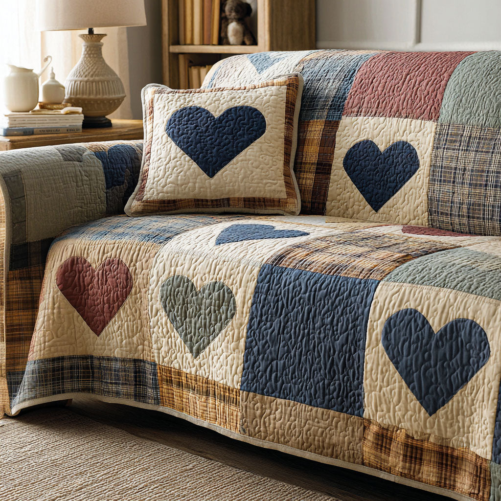 Simple Hearts Quilted Sofa Cover Cool Couch Slipcovers Presents For Couples