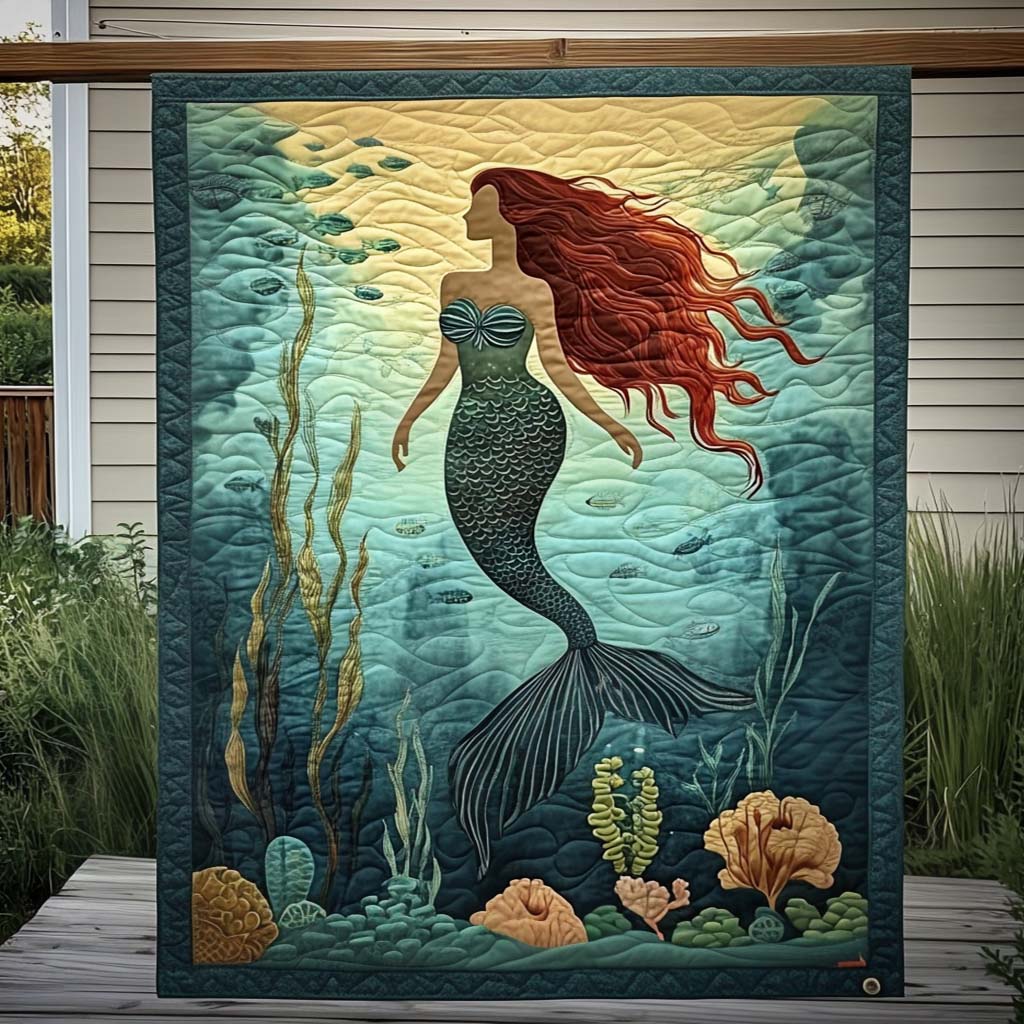 Siren Embrace Quilted Blanket Best Bedspread Set Mermaid Birthday Gift Ideas