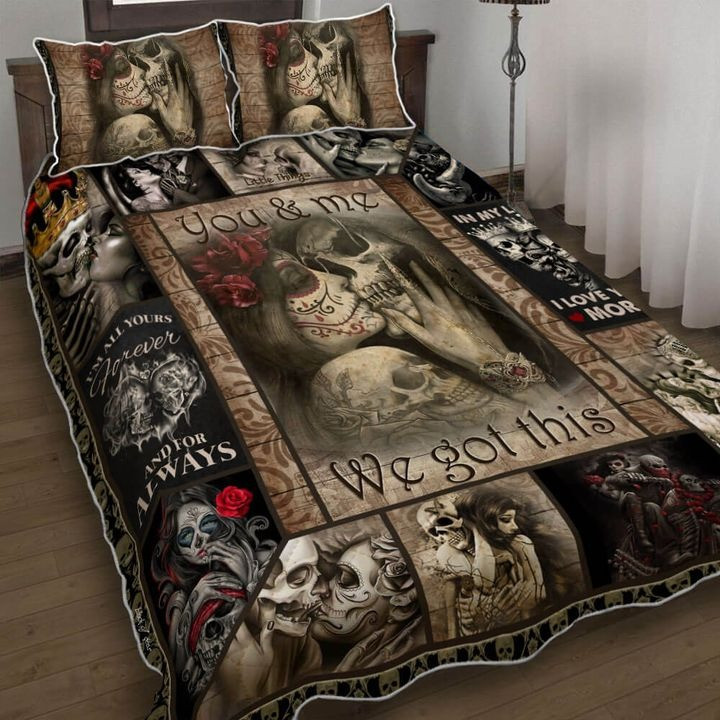 Skull Couple You And Me We Got This Quilt Bedding Set Gothic Romantic Duvet Cover Sets Gifts