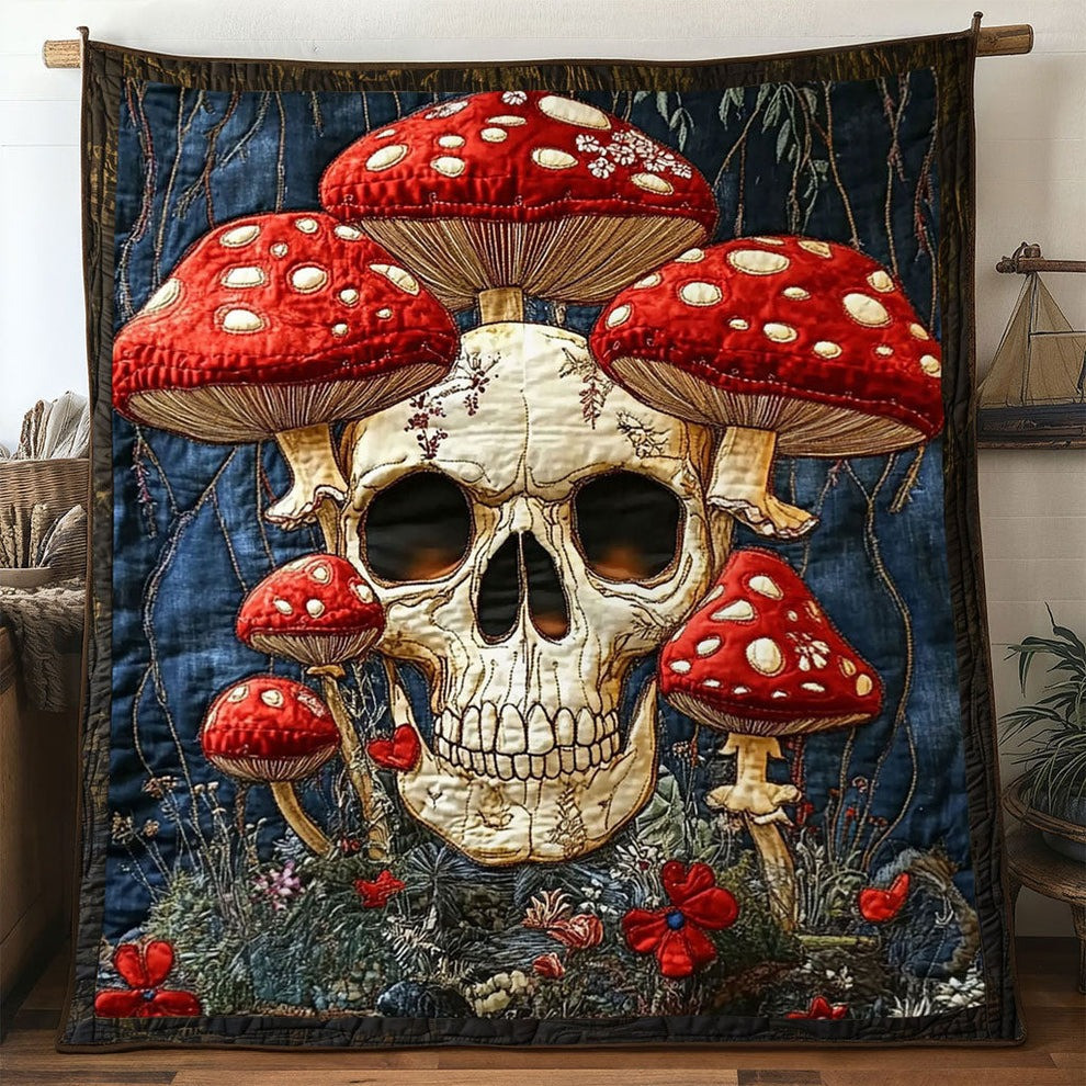 Skull Mushroom Spirit Garden Quilt Blanket Gifts For People Who Like Skulls
