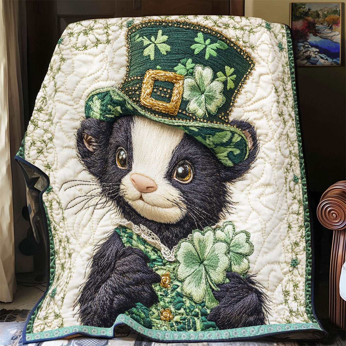 Skunk Patrick Day Quilt Blanket Best Couch Throw Blanket Birthday Presents For Mom Ideas