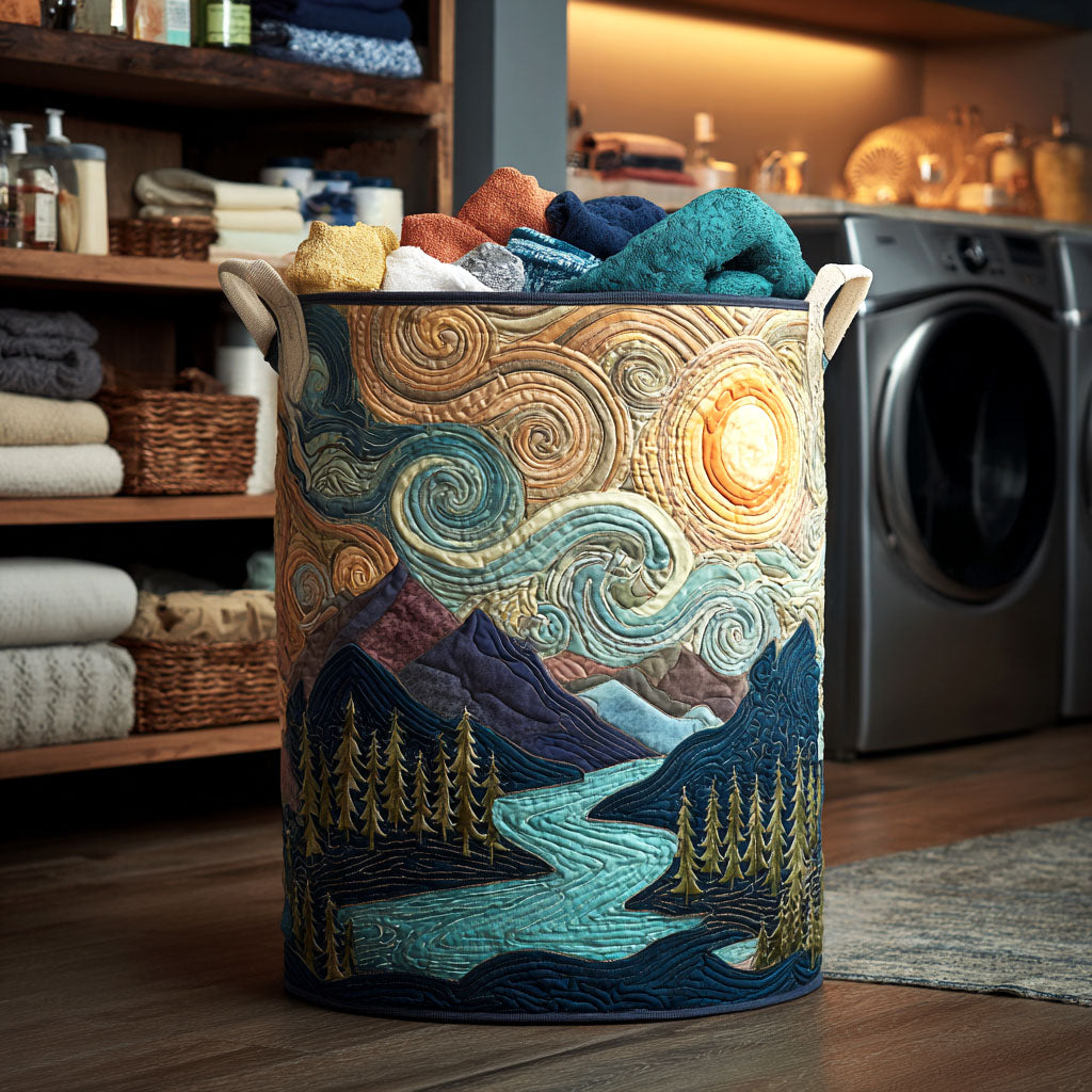 Sky Flow Quilted Laundry Basket Soft and Durable Quilted Storage Basket for Laundry Room