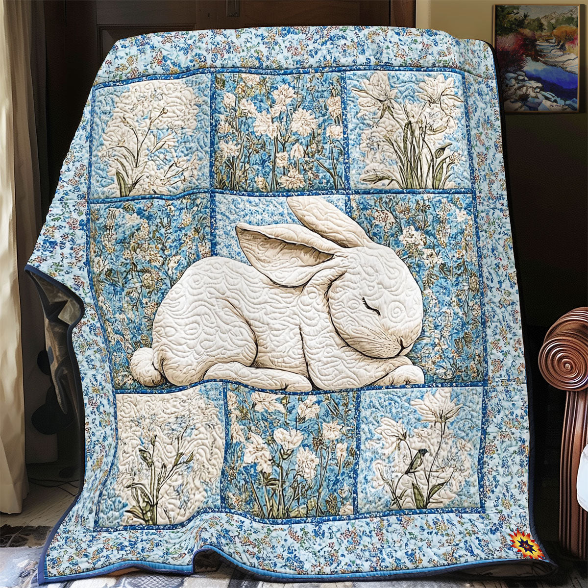Sleeping Irish Hare Quilt Blanket Best Couch Throw Blanket Fun St Patrick's Day Gifts