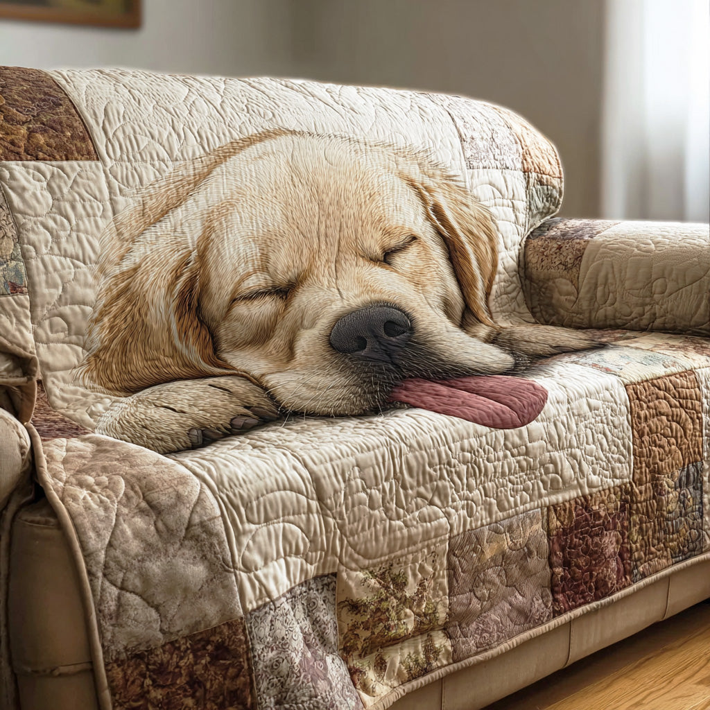 Sleeping Sunshine Quilted Sofa Cover Indoor Decor Perfect Gift For Dog Lovers
