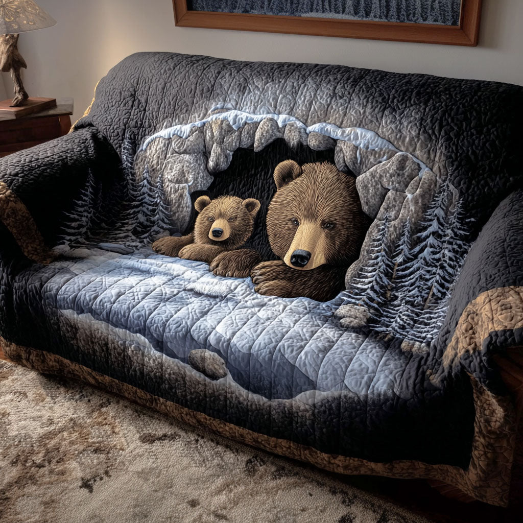 Sleepy Forest Bear Quilted Sofa Cover Holiday Living Decorations Gifts For Wildlife Enthusiasts
