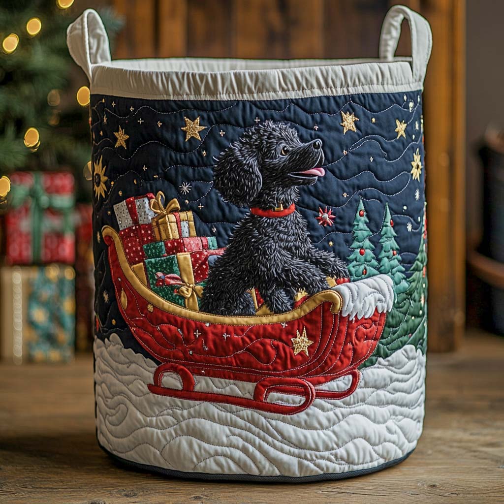 Sleigh Ride Joy Quilted Laundry Basket Cozy Quilted Laundry Basket Gift for New Homeowners