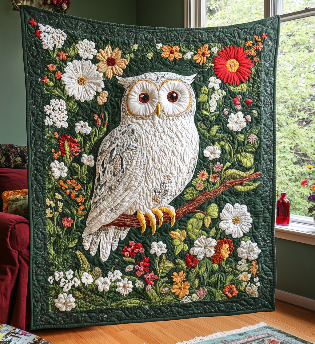Snow Owl Quilted Blanket Bedding Decor Great Father's Day Gifts