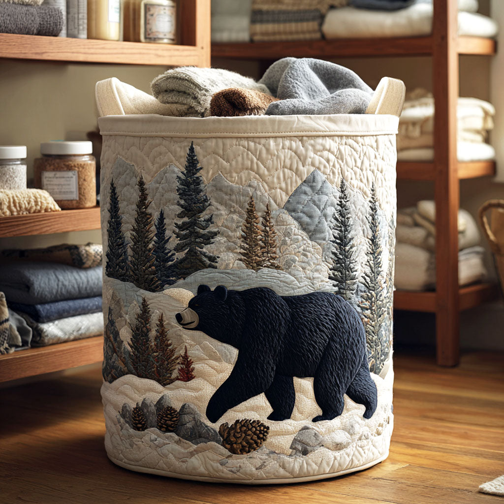 Snowbound Bear Quilted Laundry Basket Thoughtful Quilted Basket Gift for Home Essentials