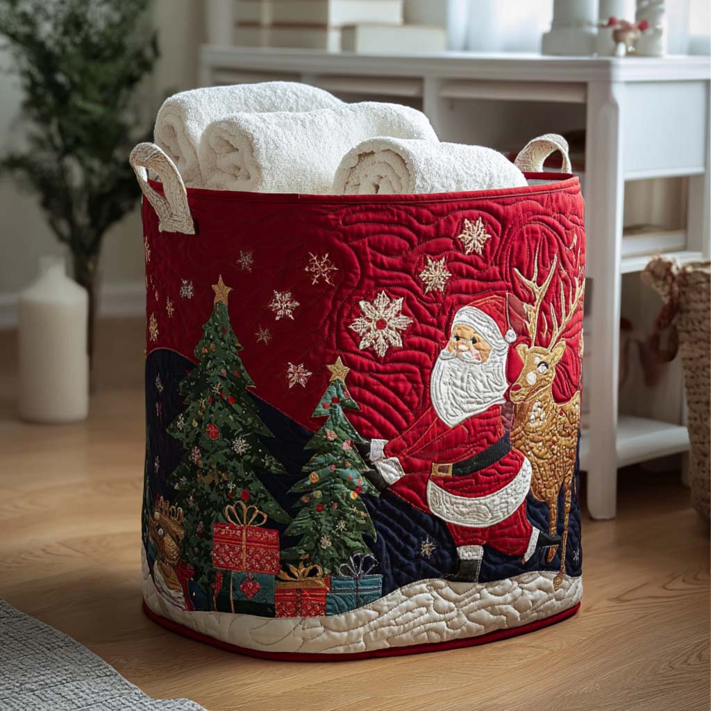 Snowfall Dreams Quilted Laundry Basket Trendy Quilted Laundry Hamper Gift for Modern Living