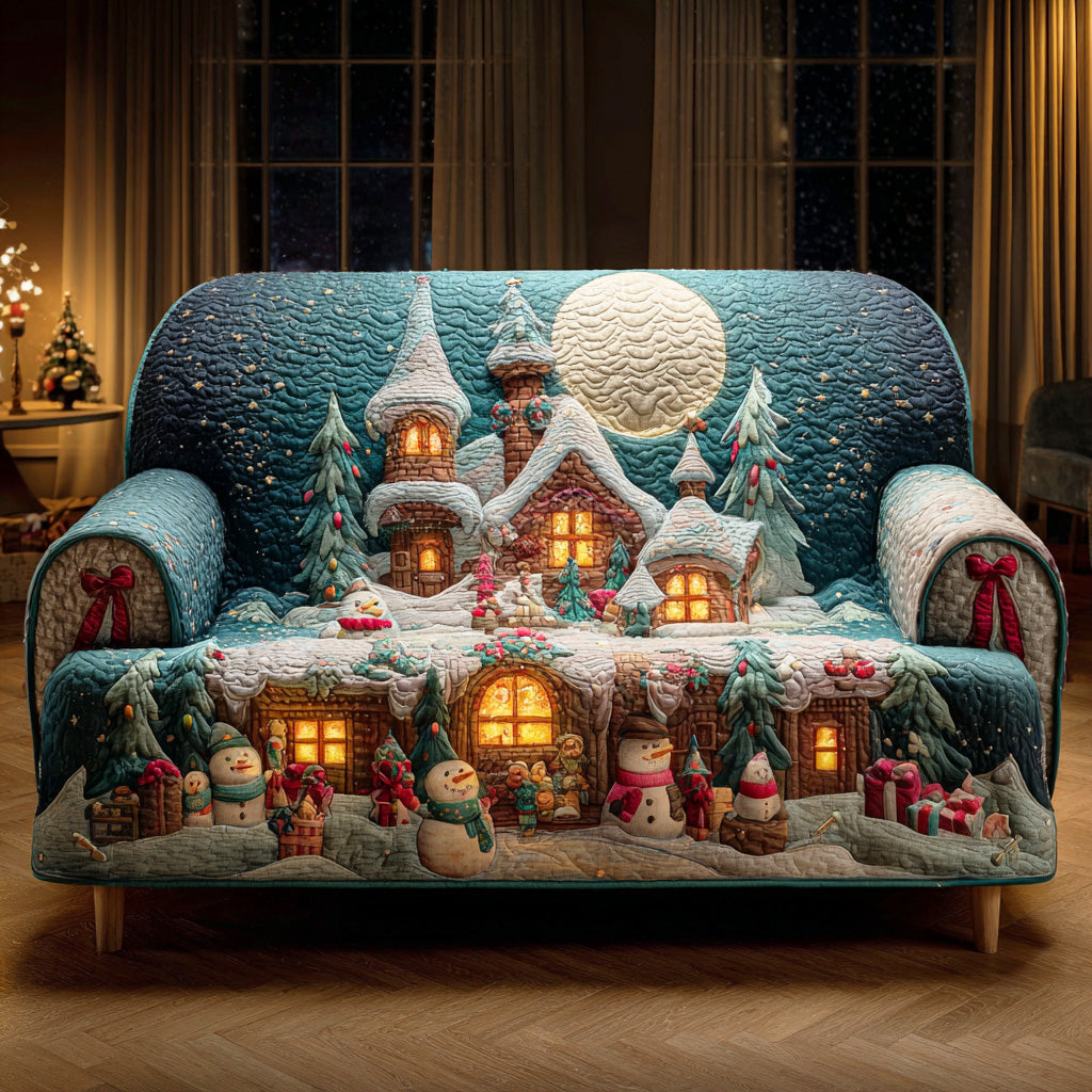 Snowflake Wonder Realm Quilted Sofa Cover Christmas Home Decor Christmas Gift Ideas