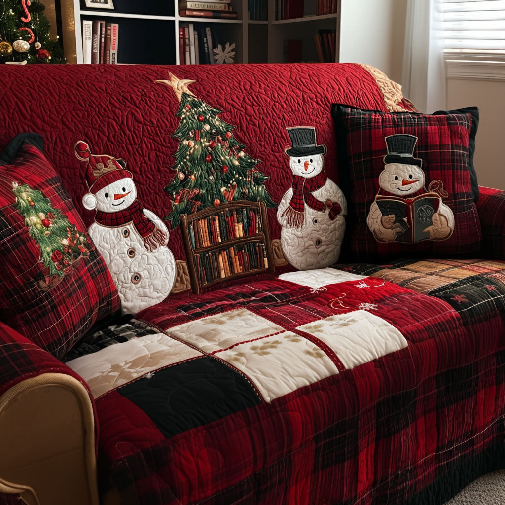 Snowman Harmony Quilted Sofa Cover Covers For Sofas Husky Christmas Decorations