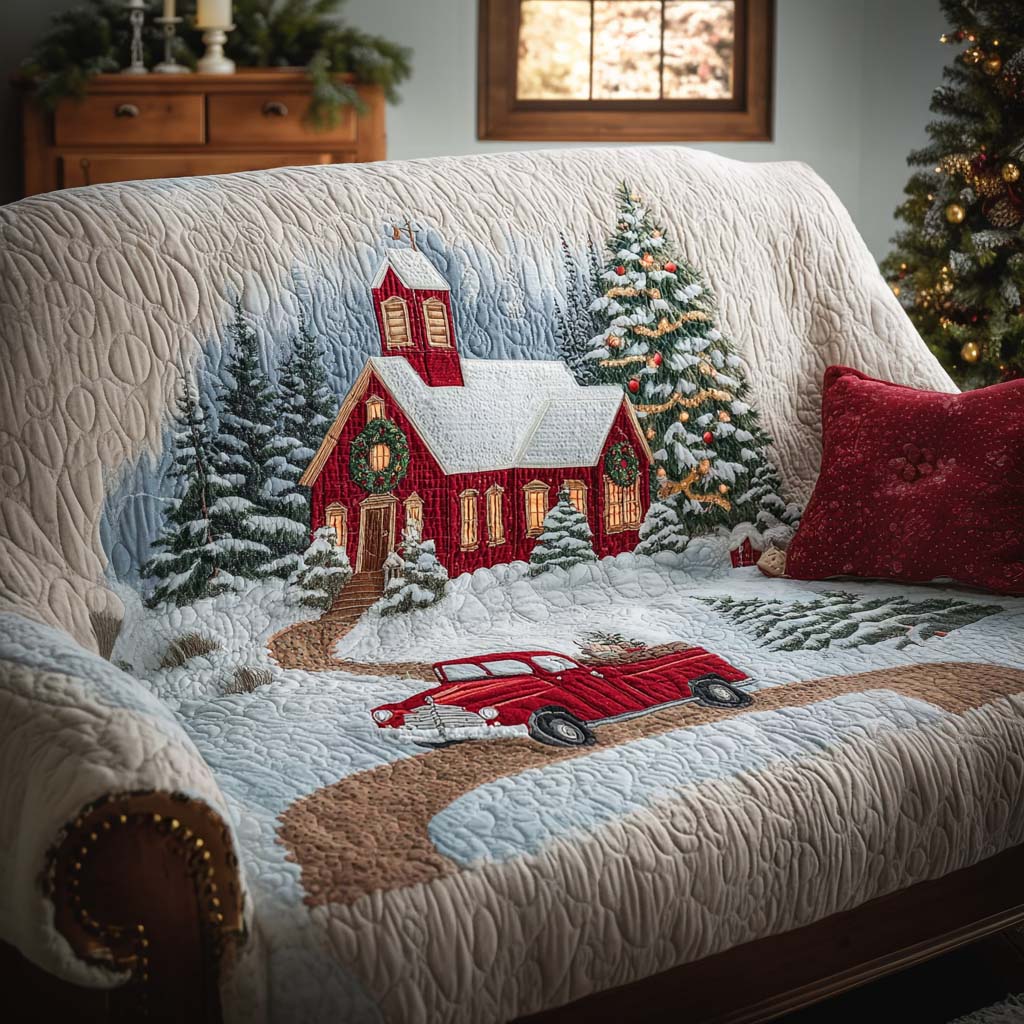 Snowy Sanctuary Quilted Sofa Cover Best Couch Covers Gift Baskets For Families For Christmas