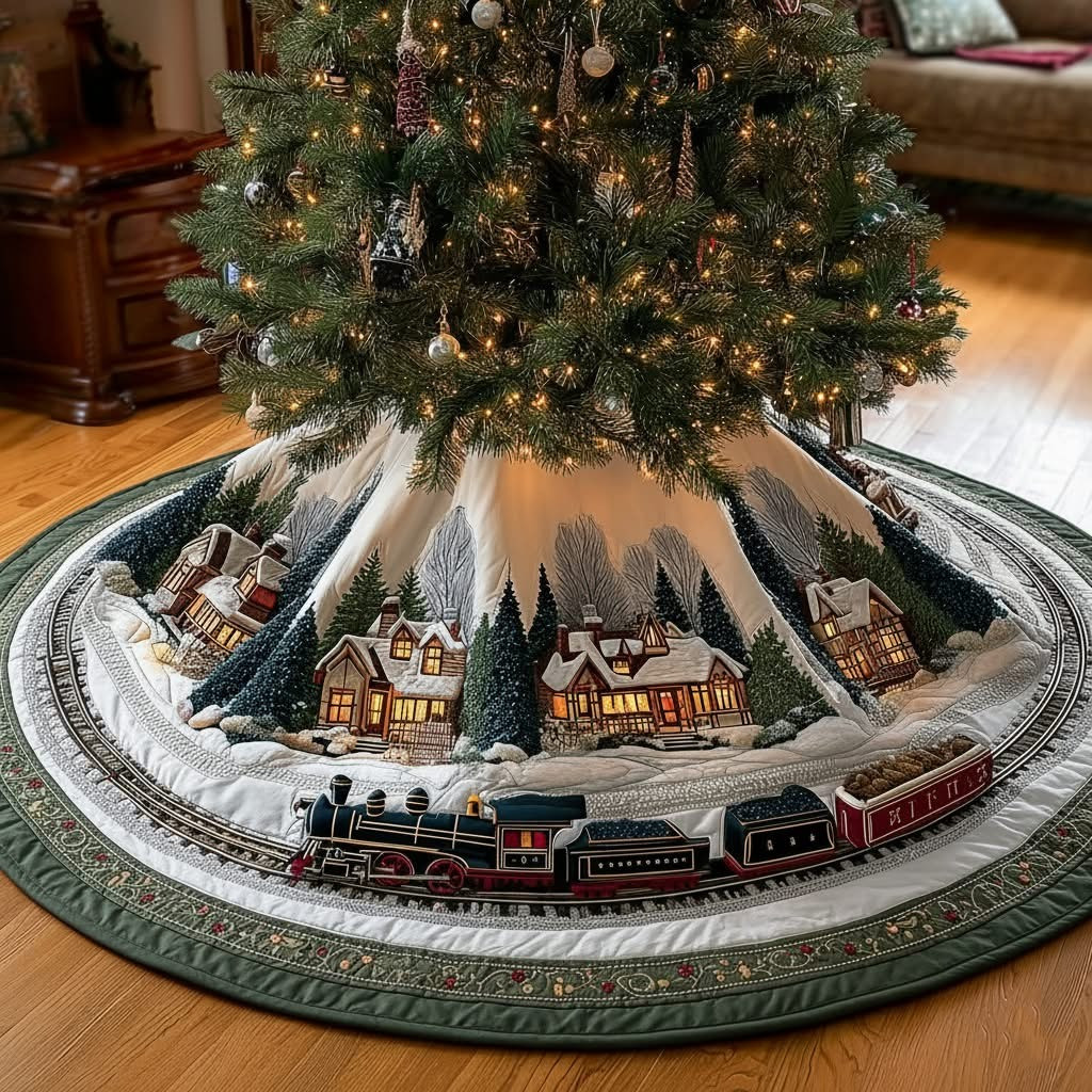 Snowy Village Christmas Tree Surround Xmas Tree Base Cover Decorations Gift Ideas 2025