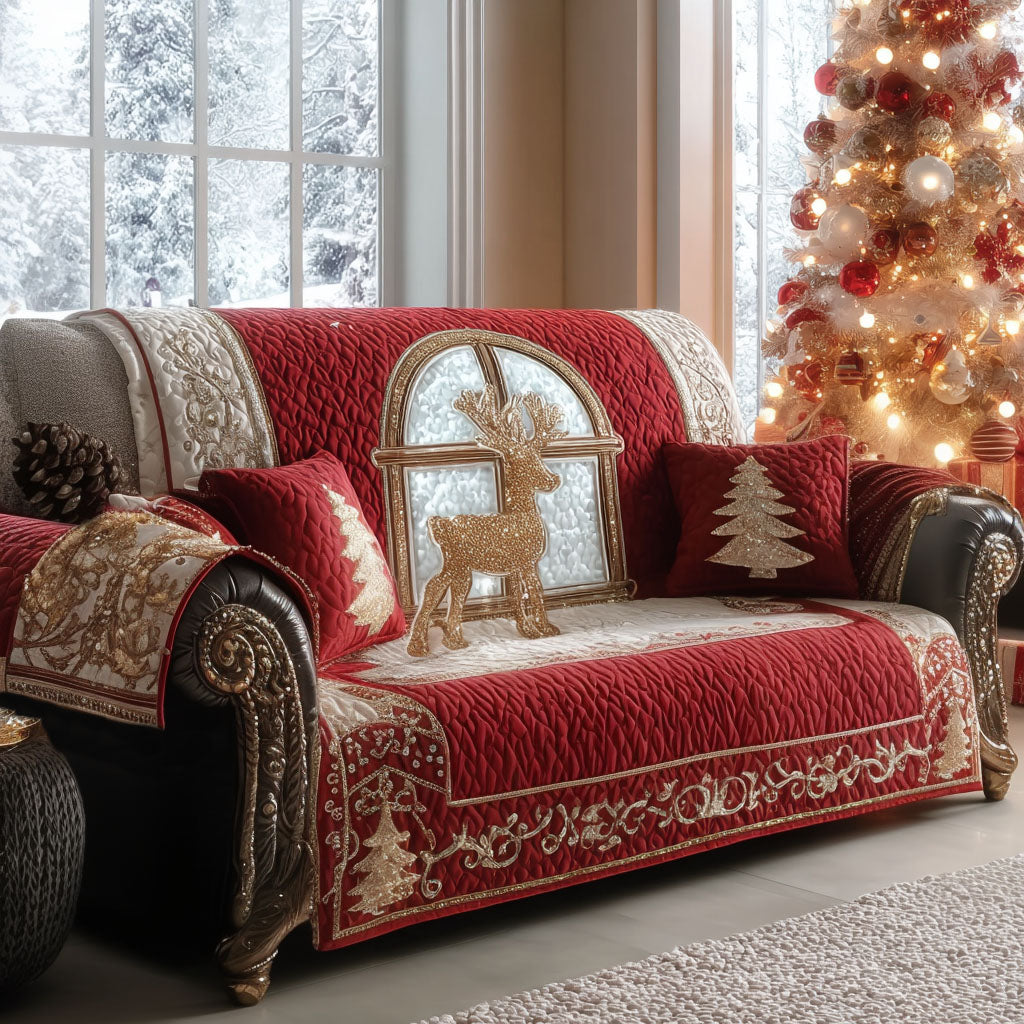 Snowy Woodland Quilted Sofa Cover Christmas Living Room Decor Ideas Top Christmas Gifts