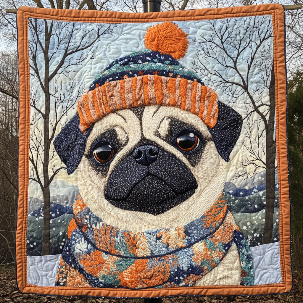 Snuggly Pug Love Quilted Blanket Aesthetic Room Decor Gift Ideas For Pug Lovers