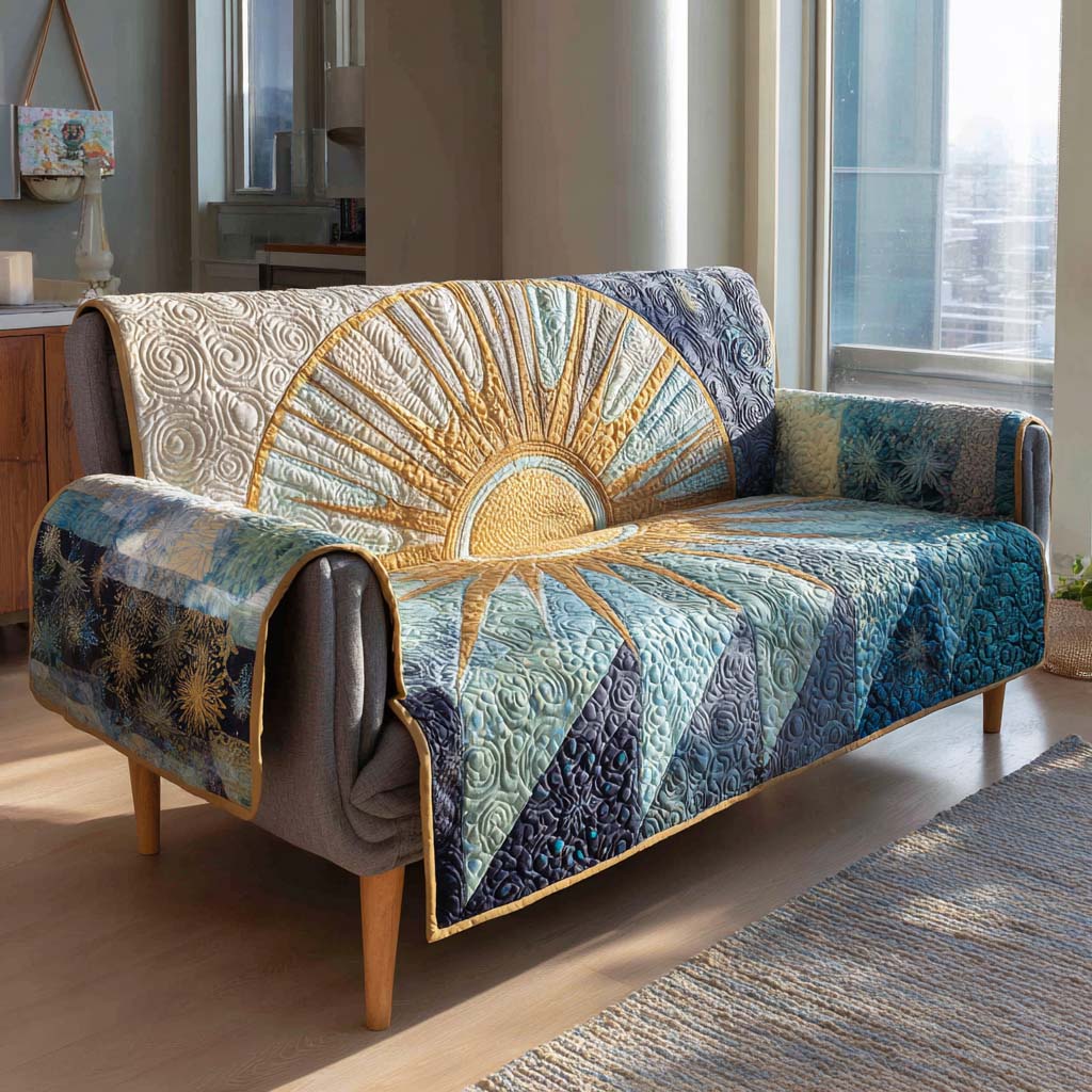 Soft Coral Sunflare Quilted Sofa Cover Home Decorattions Perfect Mother' Day Gifts