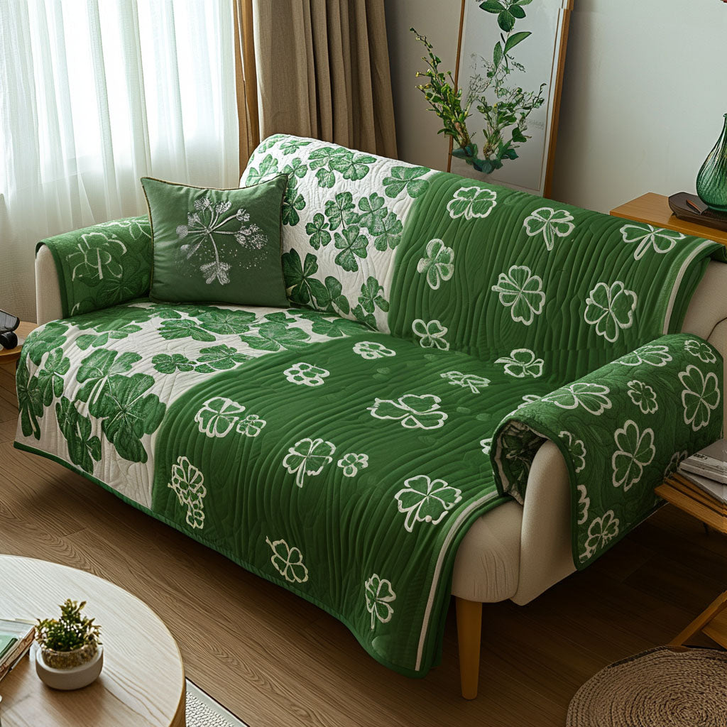 Soft Shamrock Quilted Sofa Cover Couch Cushion Covers Best St Patrick's Day Gifts
