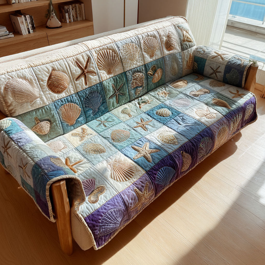 Soft Shore Quilted Sofa Cover Sofa Couch Slipcover Ocean Themed Christmas Gifts