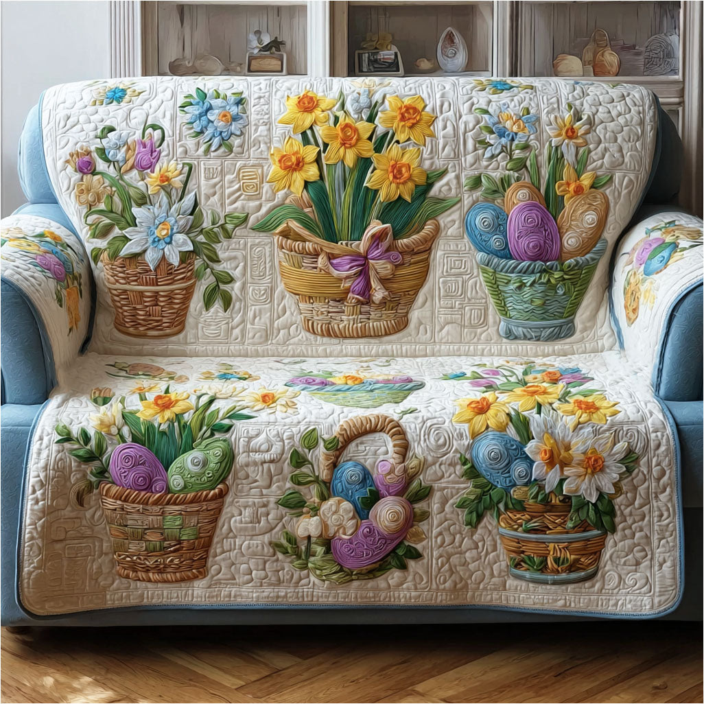 Soft Spring Parade Quilted Sofa Cover Sofa Protector Cover Gifts For Bunny Rabbit Lovers