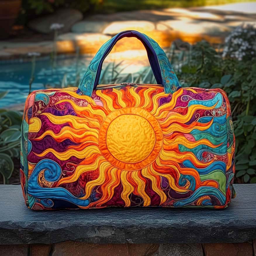 Solar Wave Quilted Duffle Bag Cute Duffel Bags For Women Christmas Gift Ideas For Hippies