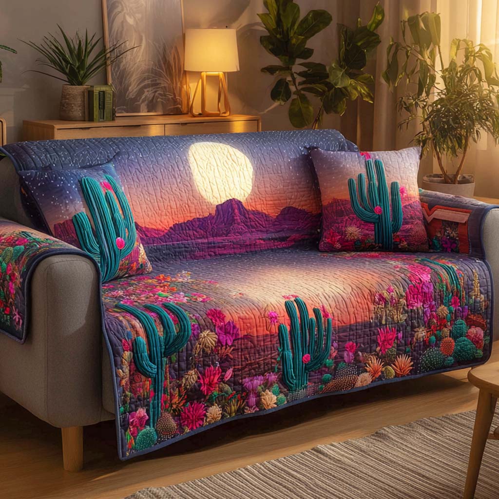 Solstice Glow Quilted Sofa Cover Sofa Chaise Cover Cactus Gifts For Him