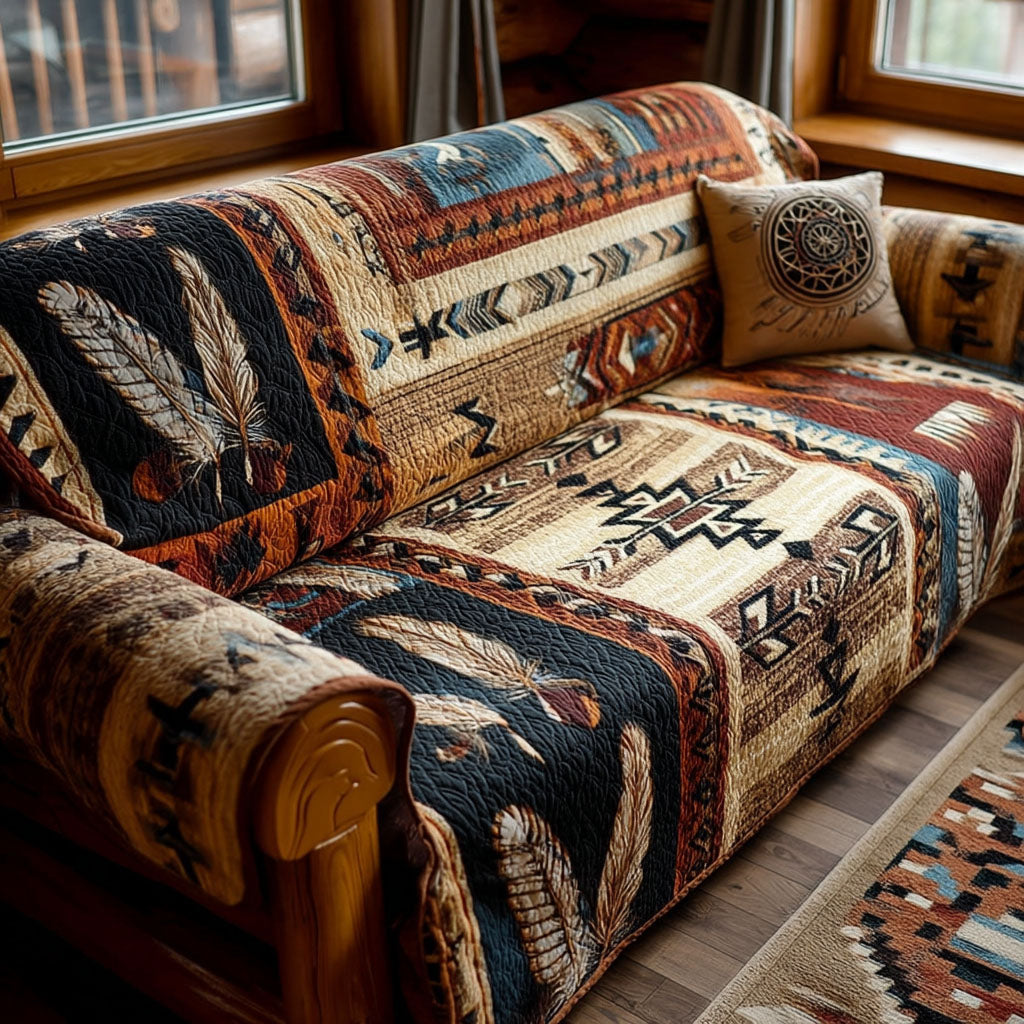 Songs of the Wide Land Quilted Sofa Cover Best Slip Cover Sofa Native American Mother'S Day Gifts