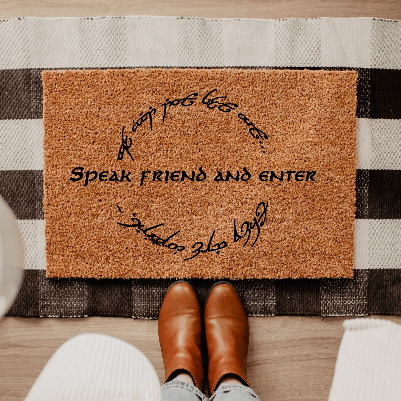 Speak Friend And Enter Doormat Funny Elvish Welcome Mat Housewarming Gifts For Friends