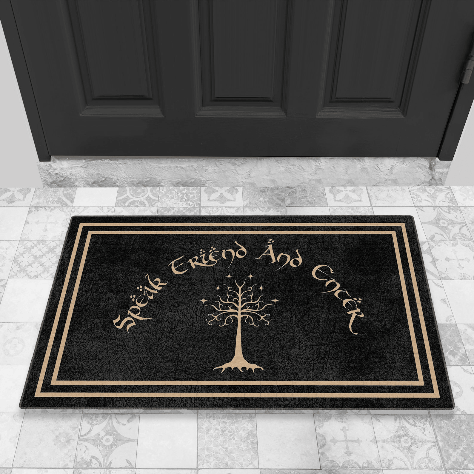 Speak Friend And Enter Doormat Geek Nerd Welcome Mat TV Show Movie Prop Entryway Decor